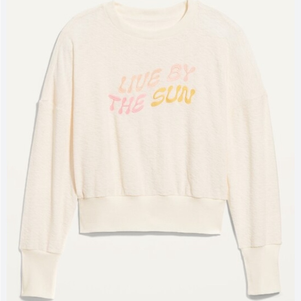 Old Navy Loose Cropped Long Sleeve Slub Knit Pullover